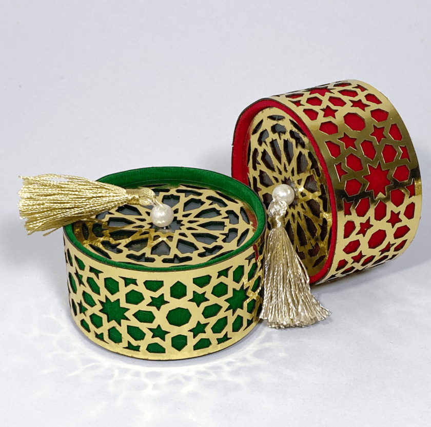 Moroccan Boxs Red & Green mosaic Round handmade